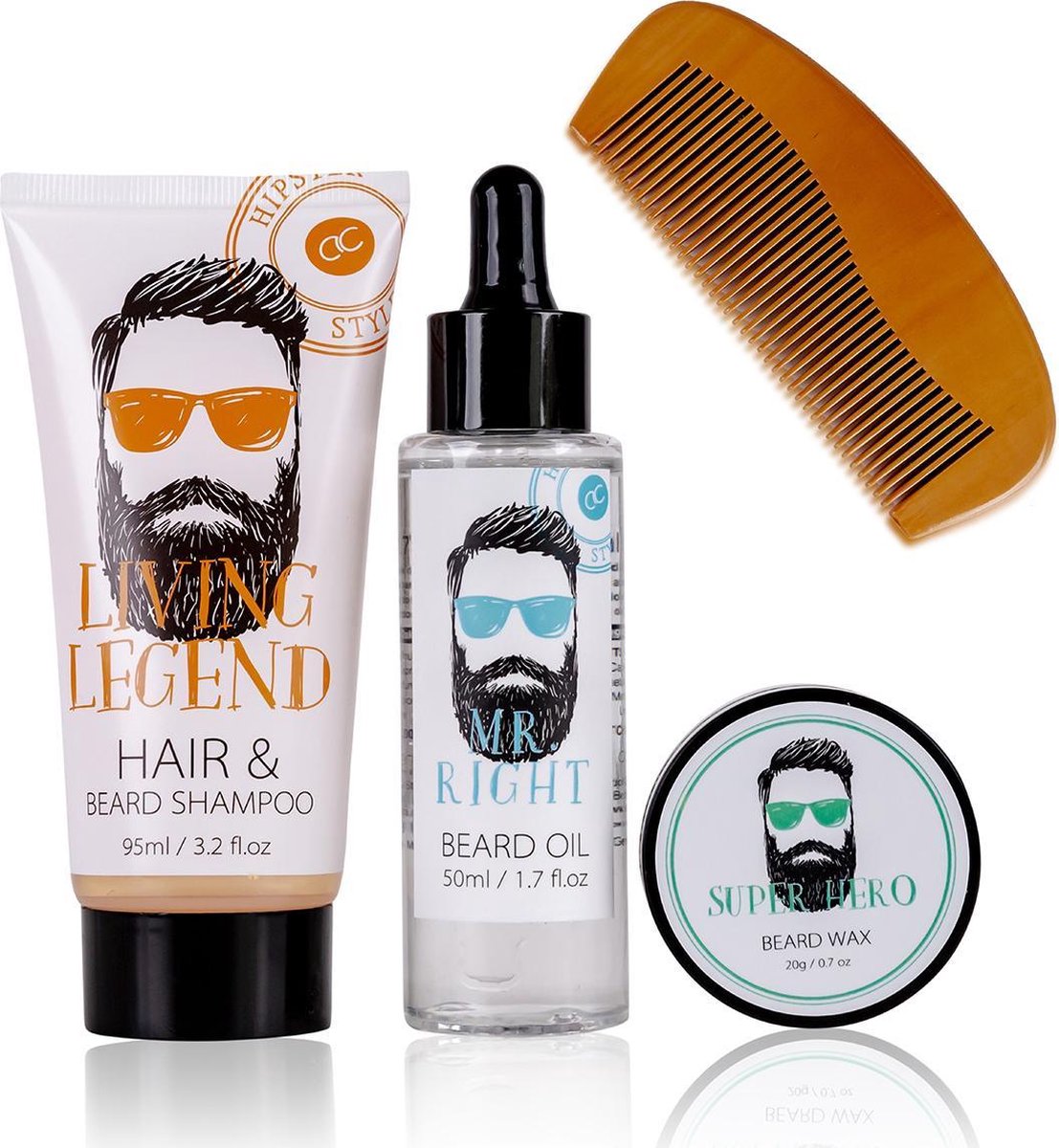 Baard verzorging set - Cadeau voor man - Oak & Citrus - HIPSTER STYLE - Baard shampoo