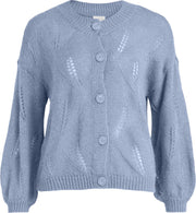 VILA Dames 14068815 SOUTA L/S BOAT NECK KNIT TOP Kentucky blue Trui - Maat L