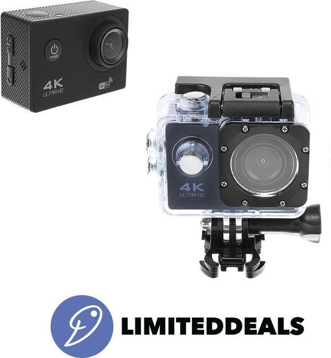 4K SportCamera WIFI met 32GB kaart - Waterdicht actie camera - 4K ULTRA HD - Beeldstabilisatie - HDMI - Complete set! - LimitedDeals