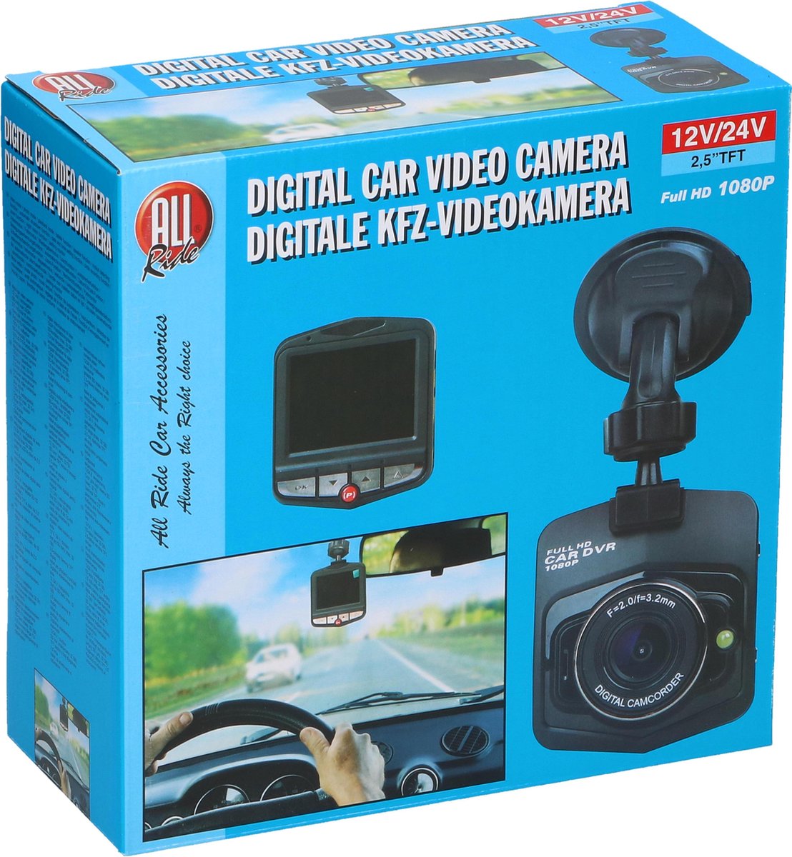 All Ride dashcam - HD - met G-sensor - nachtvisie - parkeermonitoring