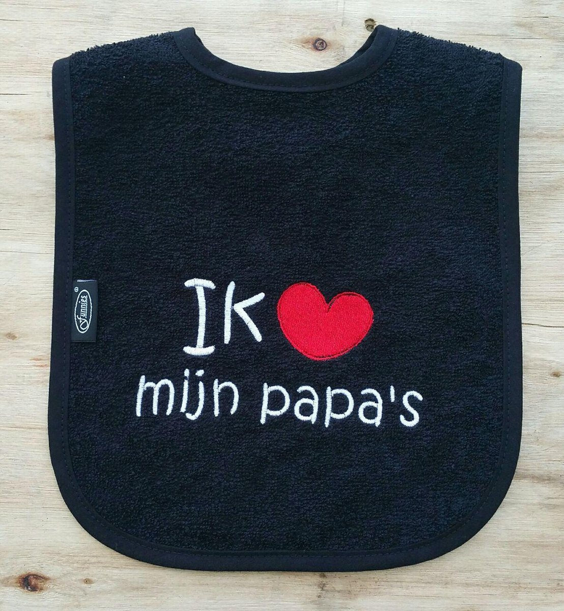 Zwarte slab met "Ik hou van mijn papa's"