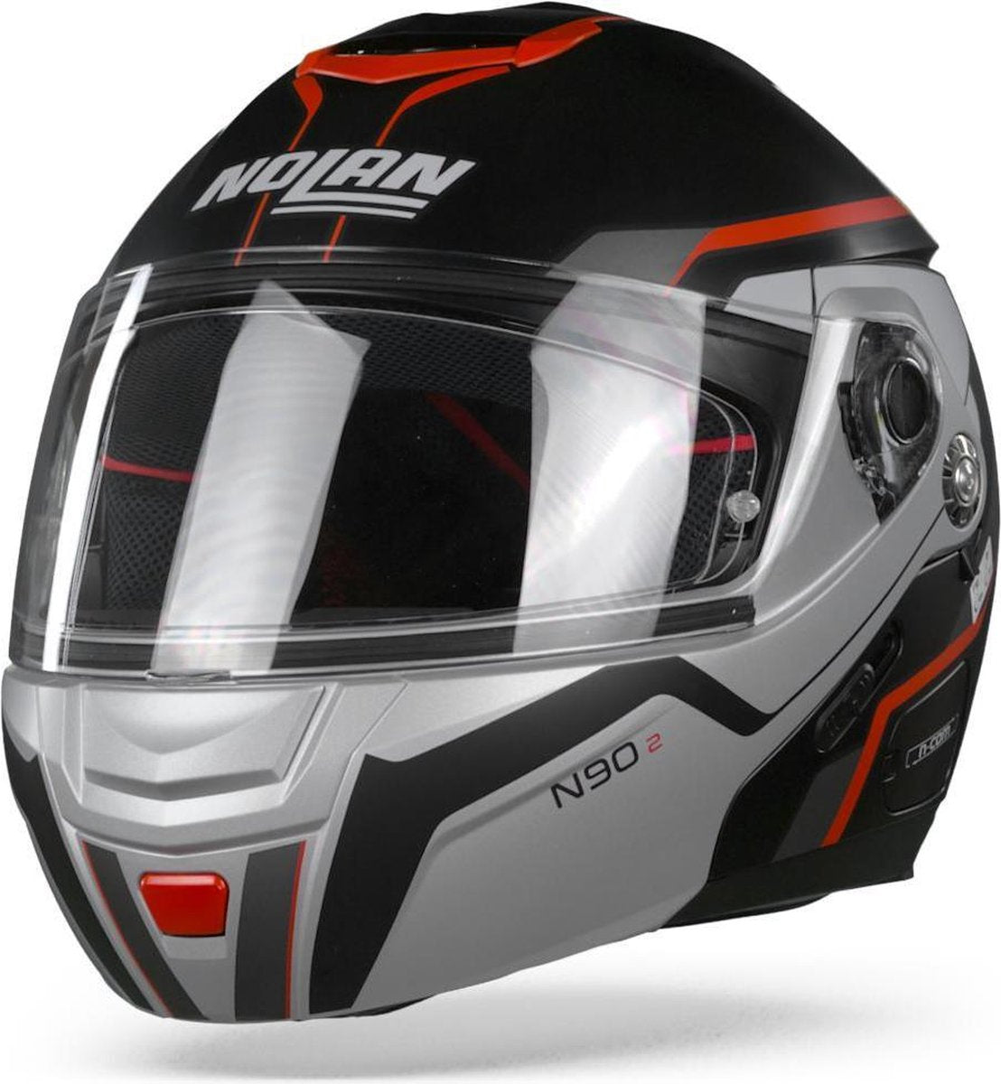 Nolan N90-2 Meridianus 29 Flat Black Grey Red Systeemhelm - Motorhelm - Maat L