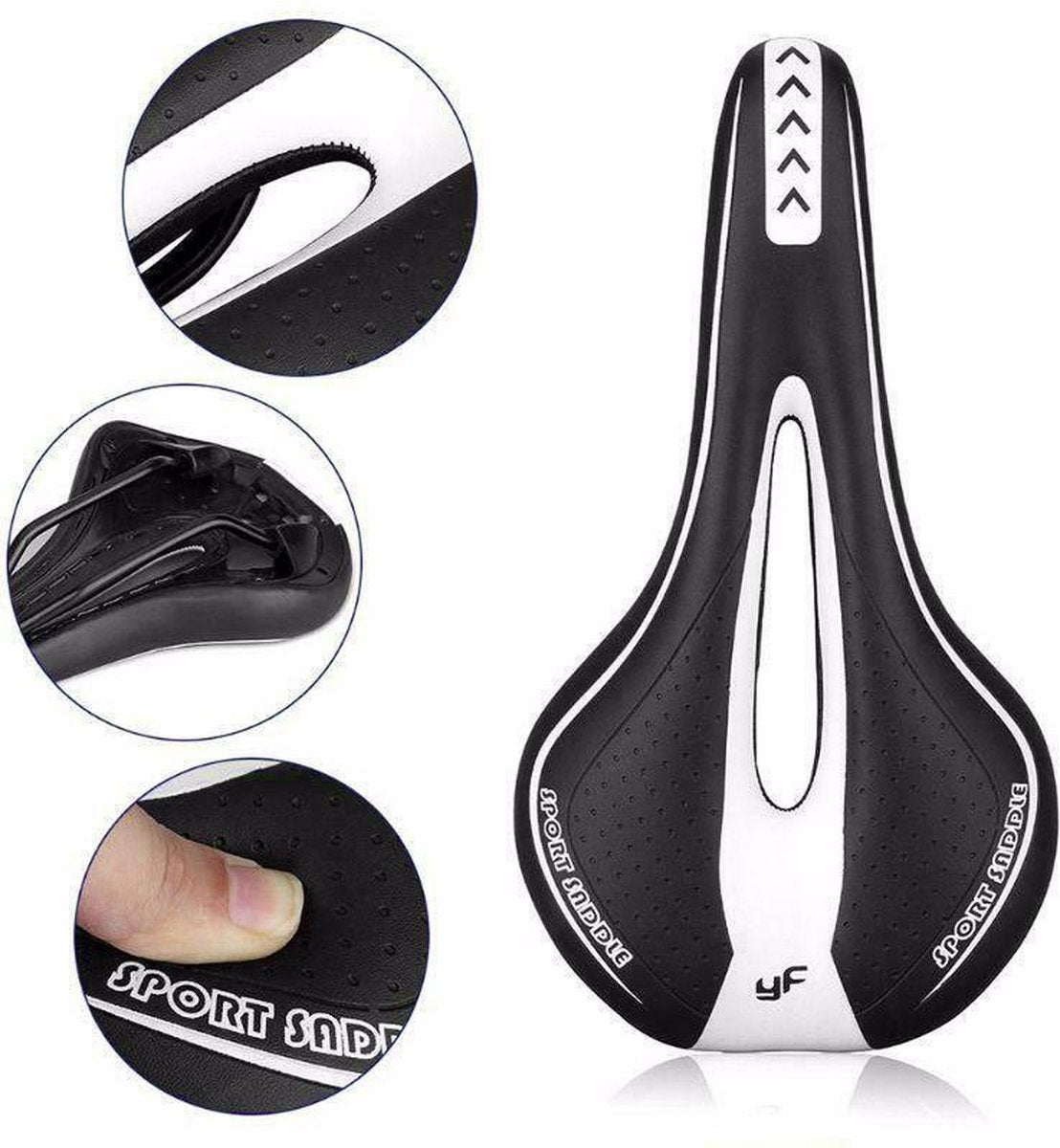 MTB Mountainbike Sport Gel Zadel - Sportfiets Fietszadel - Herenfiets Zadel - Bike seat - Gel - Soft - Zacht - Comfort - Fiets Comfort - Fietszadel - Professioneel - Luxe - Sportzadel - Zwart / wit
