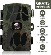 DJÉM® Professionele Wildcamera 4K 20MP - Jachtcamera - Nachtvisie - Foto’s + Video’s - 120° Hoek – Bewegingsdetectie - IP66 Waterdicht