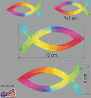 Ichthus vissen symbool sticker set van 4 kleurige stickers.