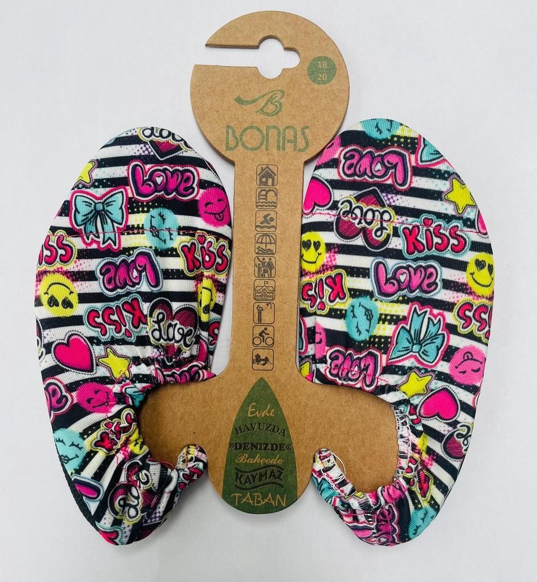 Bonas Antislip Zool Waterschoen | Zwemschoenen | Zwemslof | Gymschoen Maat 24-26 Love