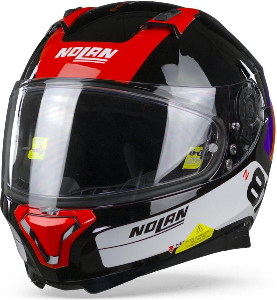 Nolan N87 Plus Distinctive 28 Glossy Black Red Blue White Integraalhelm - Motorhelm - Maat XXL