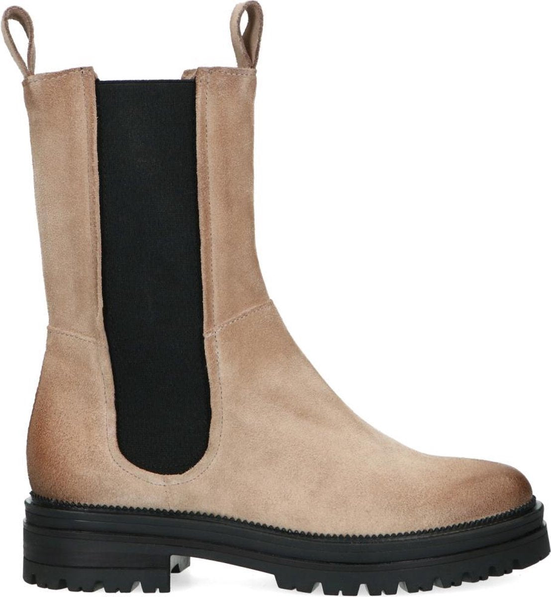 Manfield - Dames - Beige suède chelsea boots - Maat 40