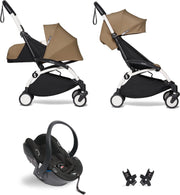 Babyzen YOYO² buggy COMPLEET / FULL SET 0+ en 6+ toffee frame wit incl. YOYO² BeSafe autostoel zwart