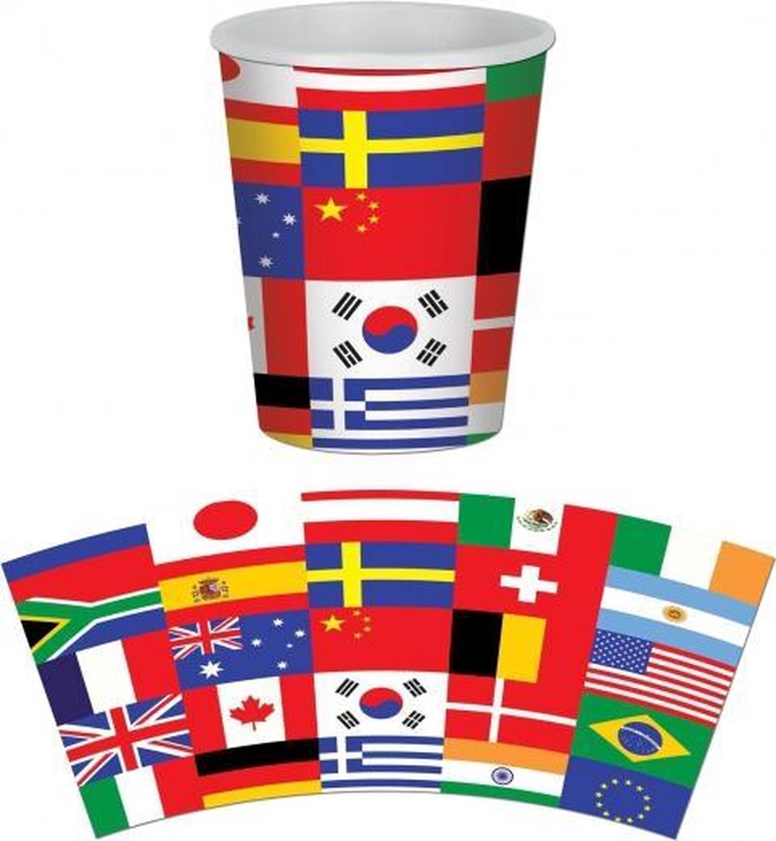 Internationale bekers 8 stuks