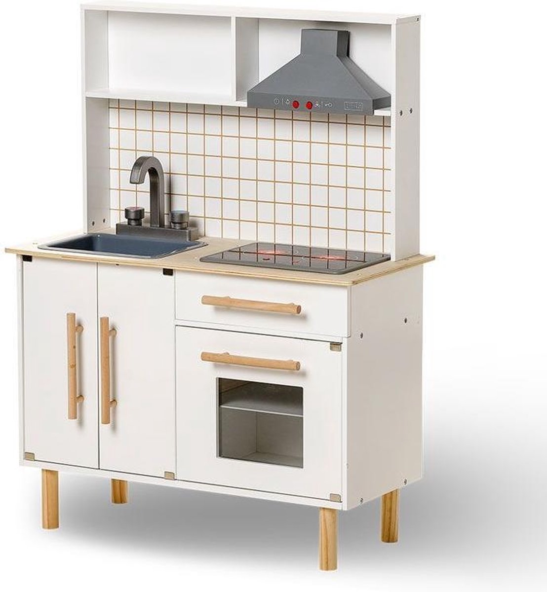 Mamamemo Speelgoedkeuken Junior 98 X 70 Cm Hout Wit/bruin