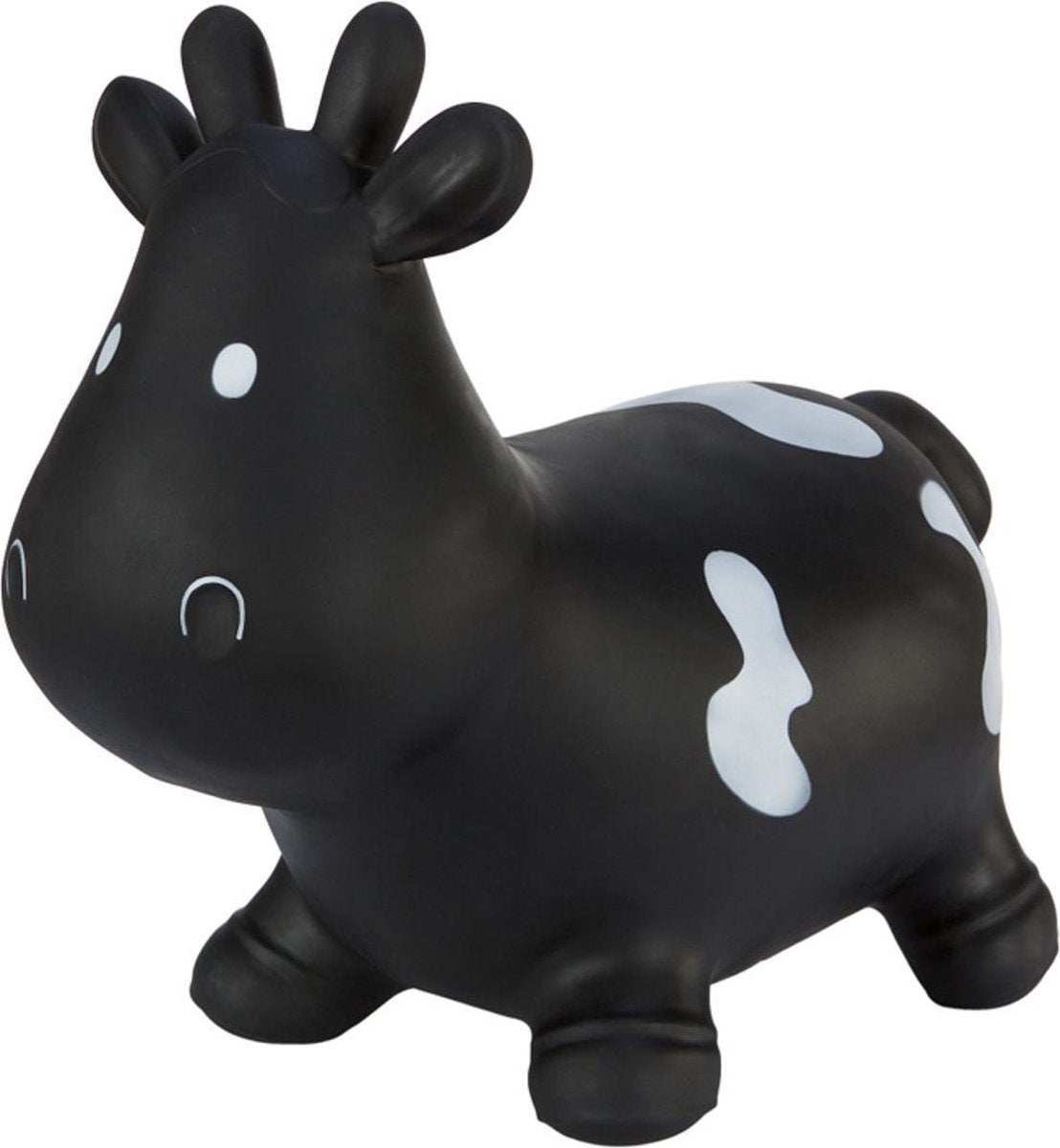 Hoppimals Rubberen Springdier Zwart Koetje + pomp - een enorm en uniek springplezier