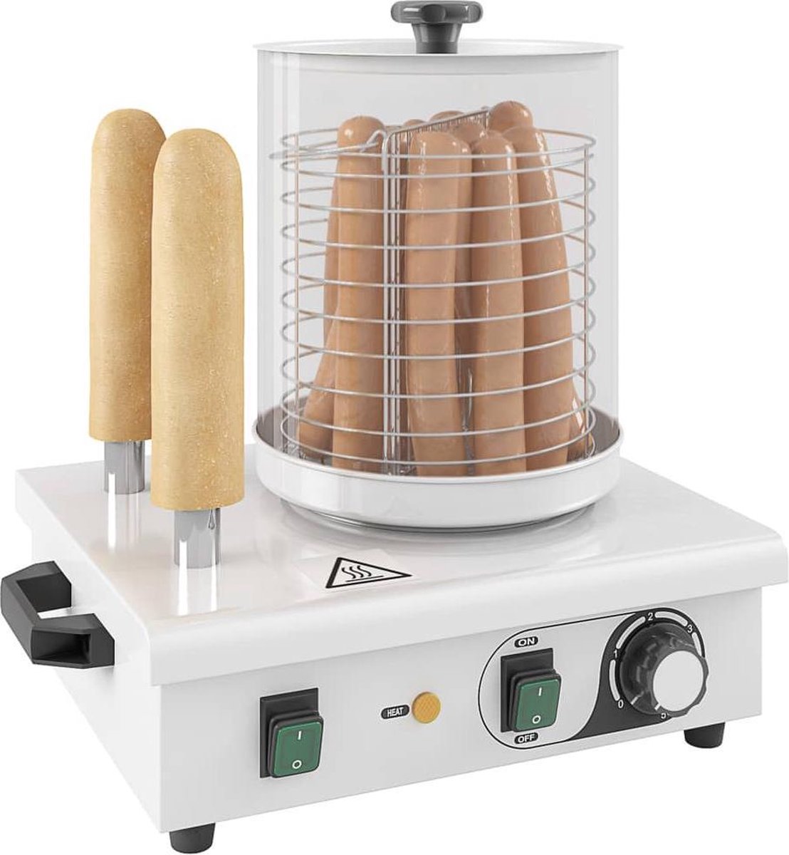 vidaXL Hotdog verwarmer met 2 staven 500 W roestvrij staal