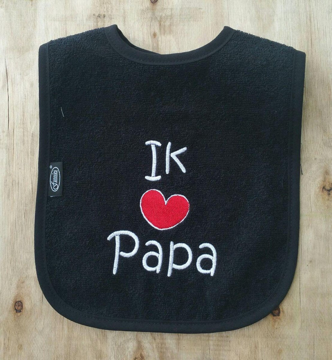 Zwarte slab met "Ik hou van papa"
