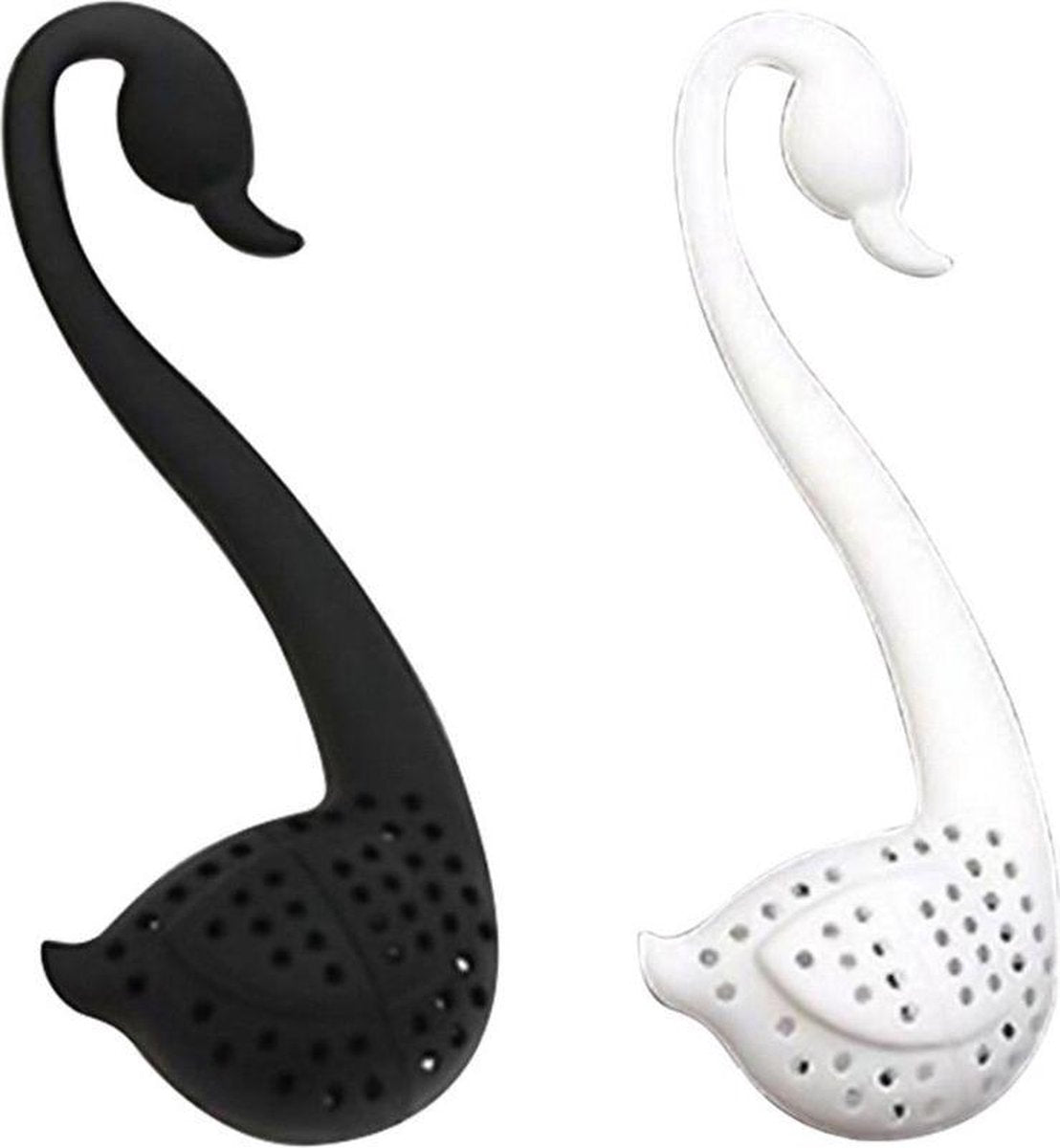 Thee-ei Zwaan Wit en Zwart - 1 witte en 1 zwarte - voor losse thee - theefilter / theezeef