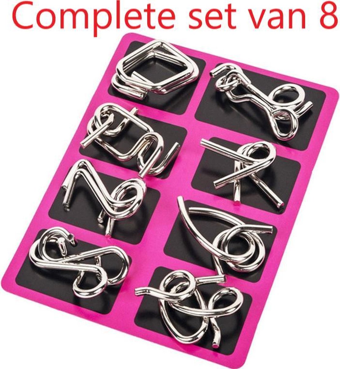 8x Metalen Puzzel Breinbreker|Hersenkraker Set|Denkspel|Brain Teaser|Puzzel|Geduldspel|Paars|Stipco