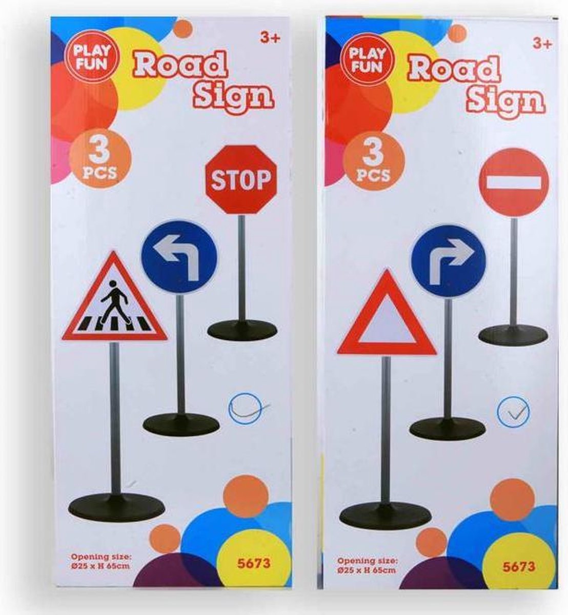 Playfun Verkeersborden 65 Cm 3 Stuks