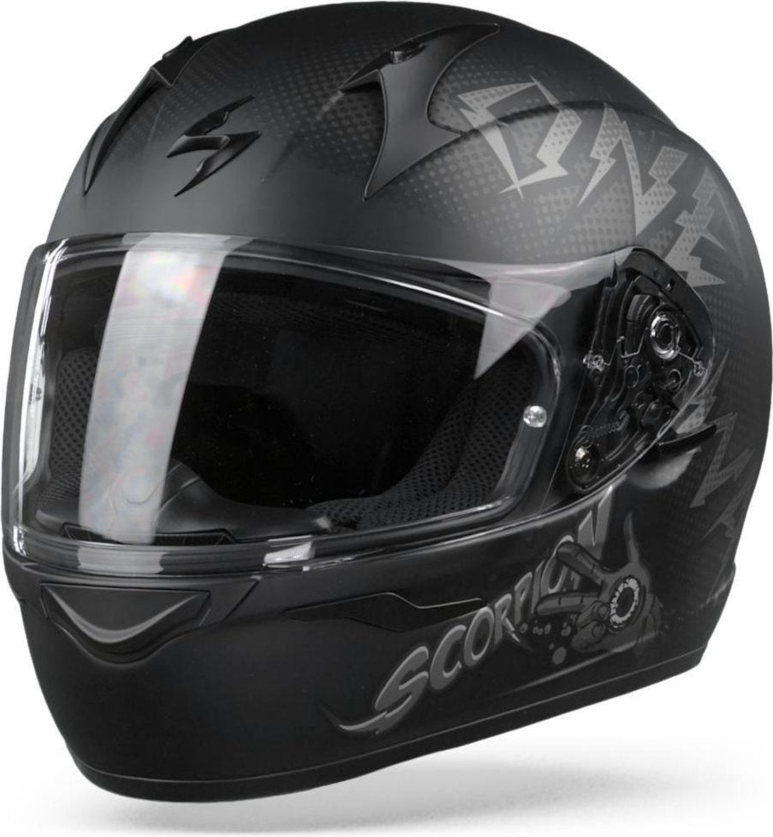 Scorpion EXO-390 Oneway Matt Black Silver Full Face Helmet S