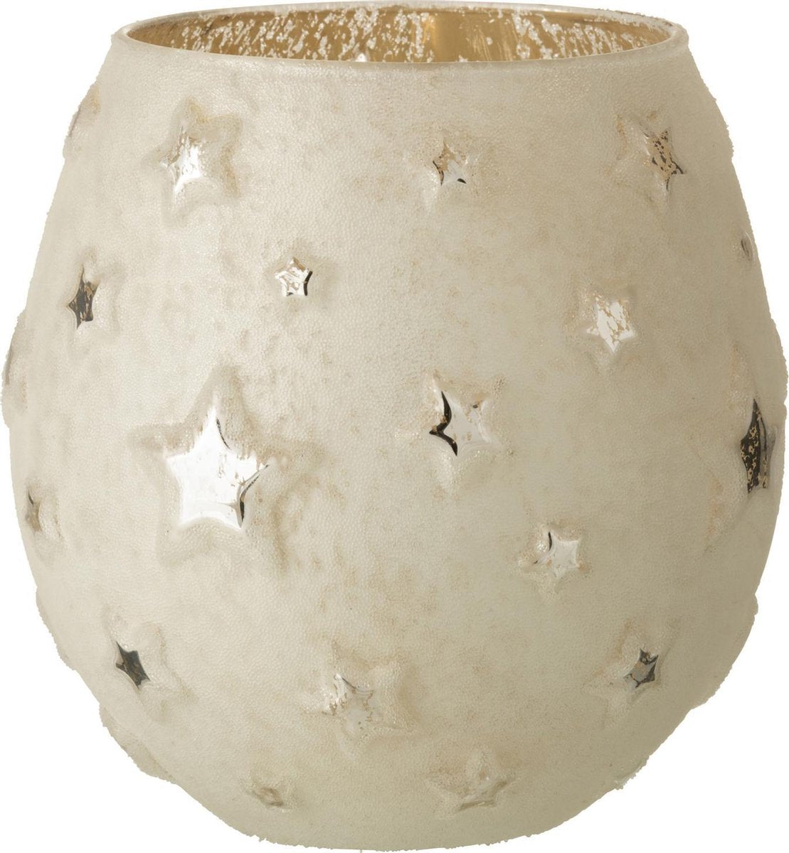 J-Line Windlicht Ster Glas Antiek Zilver