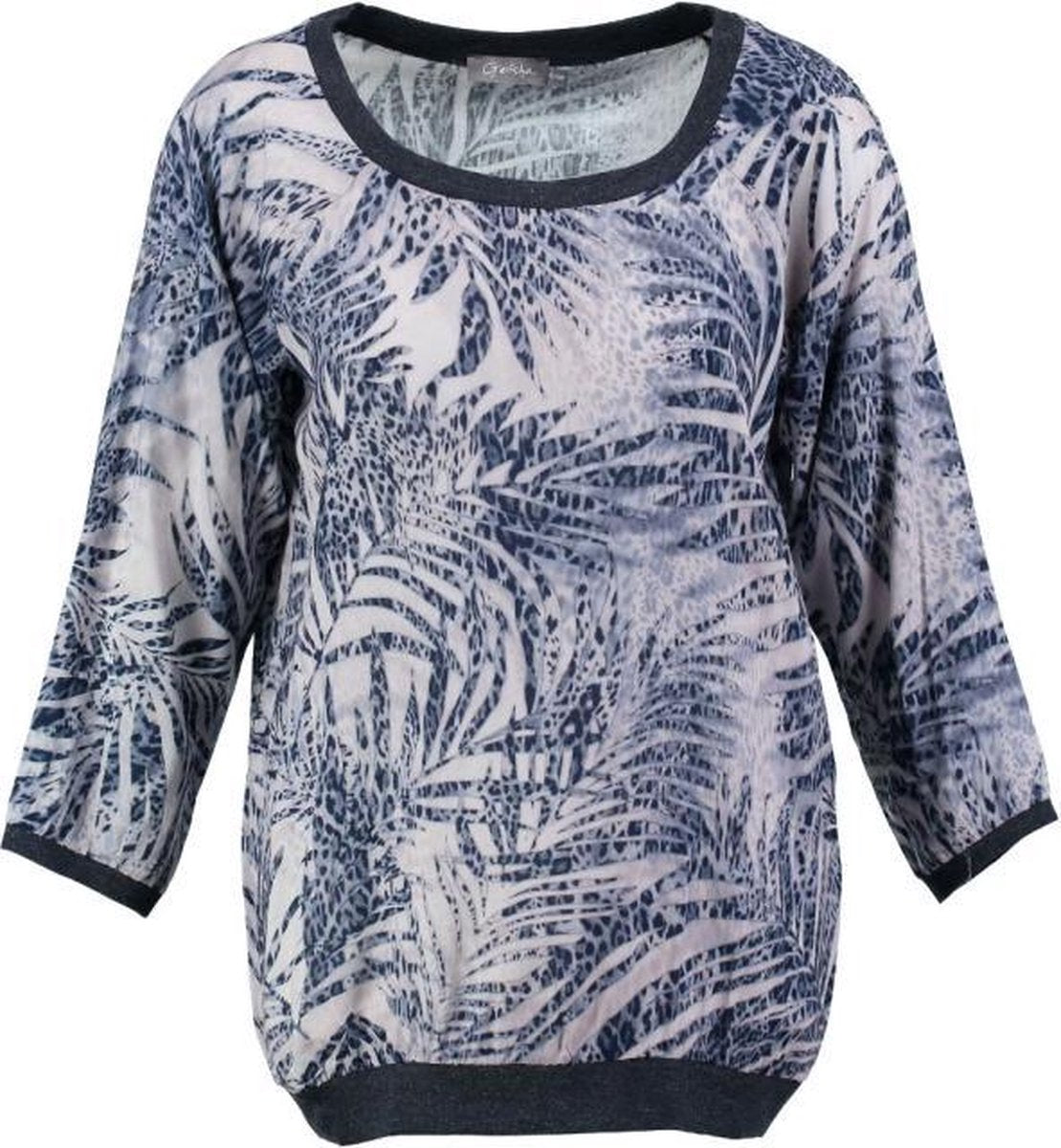 Geisha viscose shirt 3/4 mouw met sweater boorden - maat L