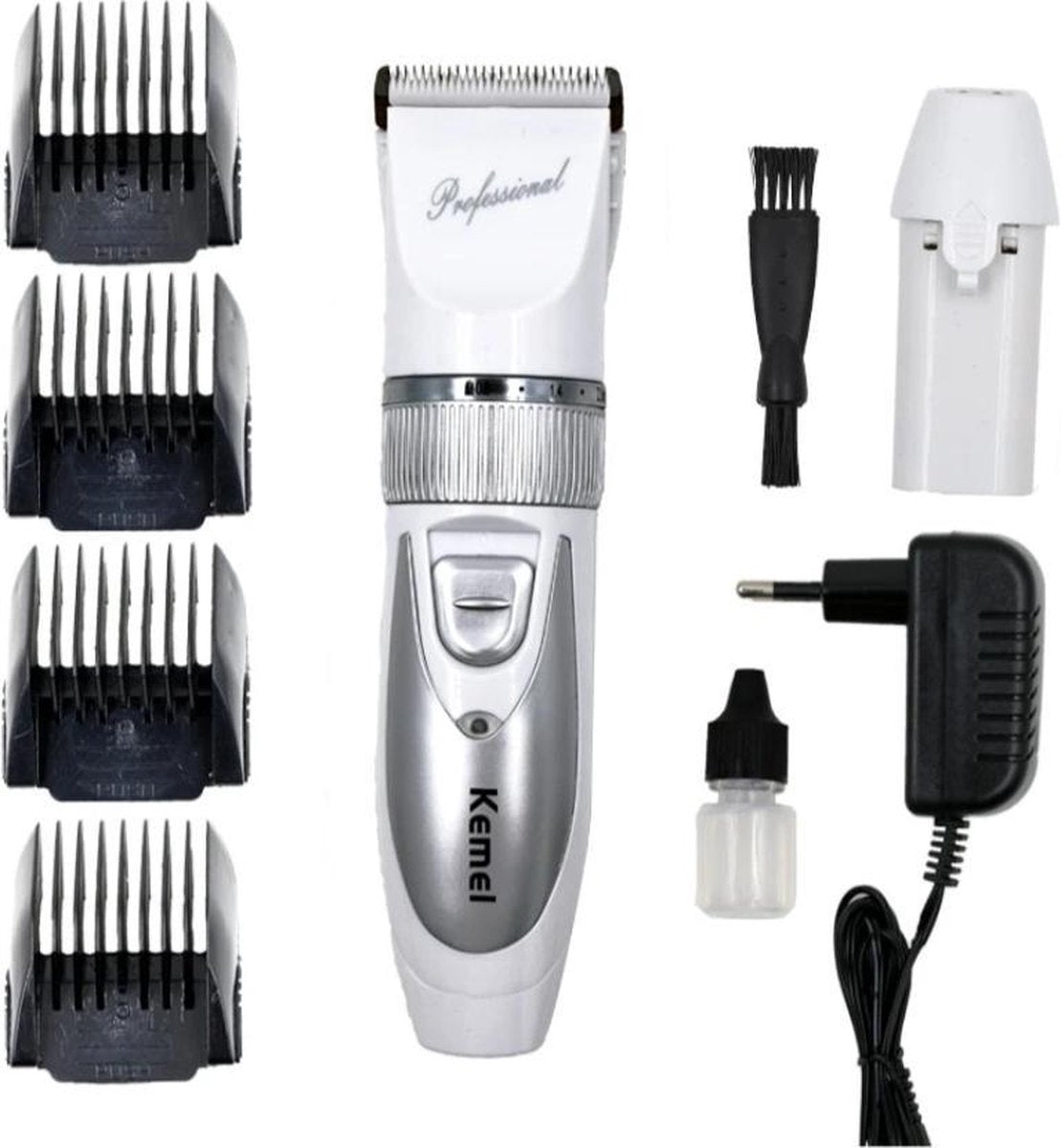 Kemei 6688 - Pro Liner  - Tondeuse - Baardtrimmer  - Ceramische Snijblad - Geschikt voor Baby's en Kinderen - 2 accu's - Wit
