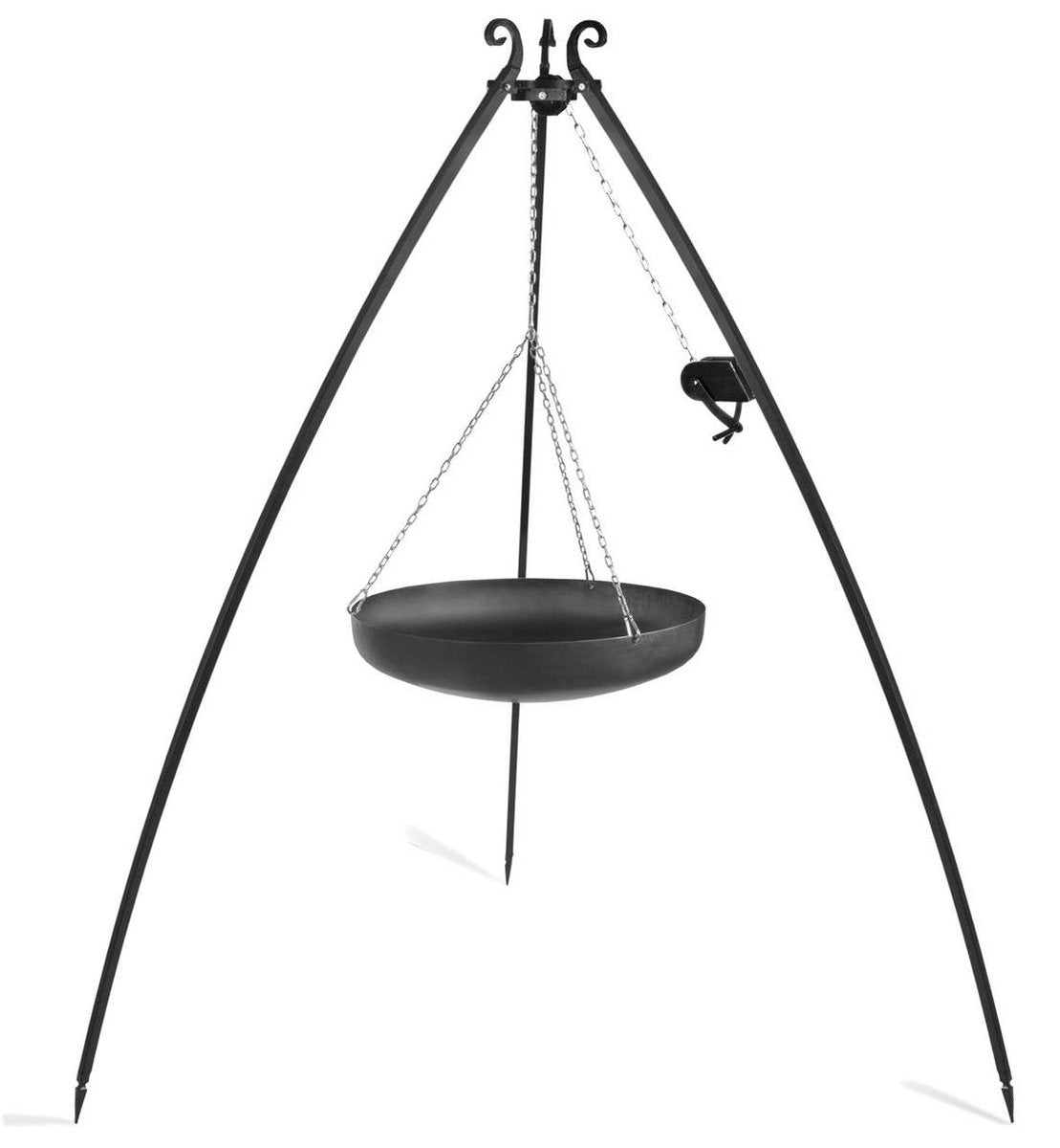 CookKing Grill Tripod Zwart Staal 200cm met Pan/Wok en Haspel 60 cm