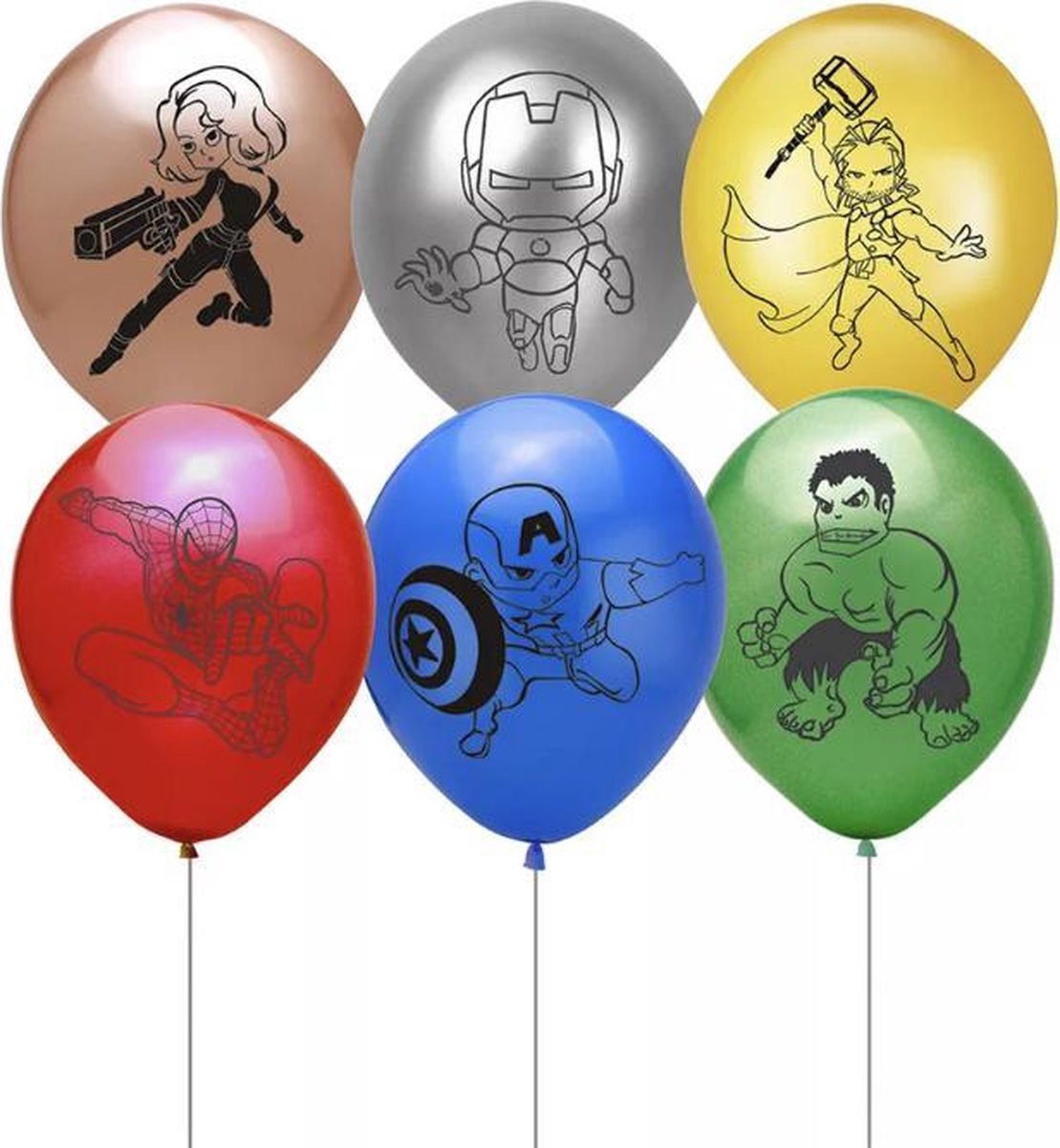 AVENGERS-HULK-SPIDERMAN-HERO-LATEX-BALLONNEN-12 STUKS-1SET-KNOOPBALLON