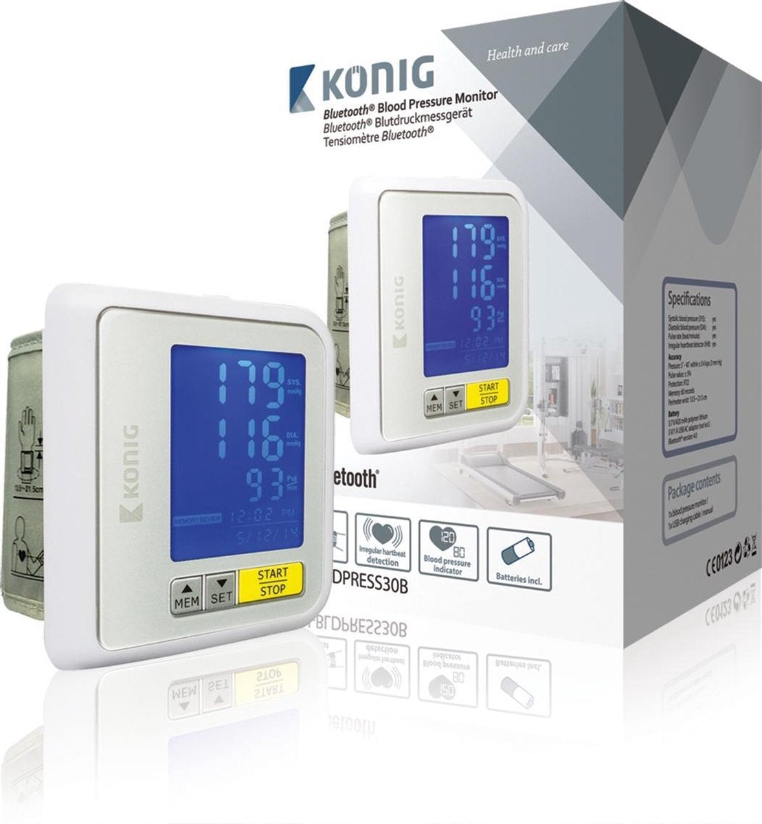 König Automatisch Bloeddrukmeter Pols - Bluetooth