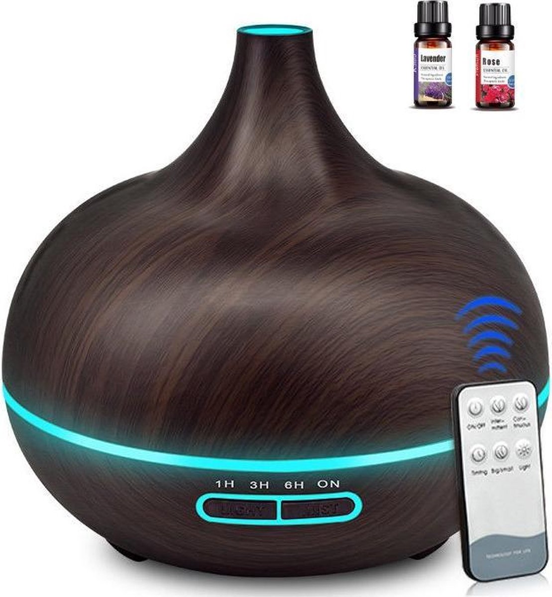 Maxxi Aroma Diffuser 500ML met afstandsbediening - Aromatherapie - Luchtbevochtiger- Dark Wood design