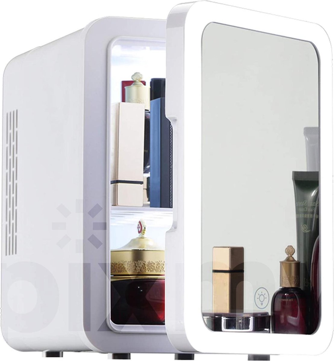 PIXMY - Skincare Fridge - 4L Inhoud - Mini Koelkast - Met Spiegel En Ledverlichting - Skincare Koelkast - Make Up Koelkast - PISCF21LED