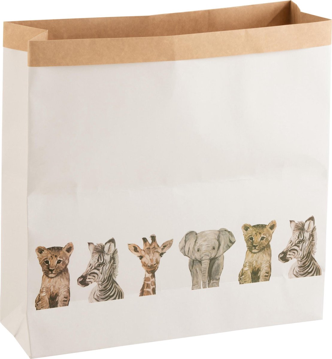 J-Line Papieren Zak Safari Dieren Papier Wit/Mix Large Set van 2 stuks