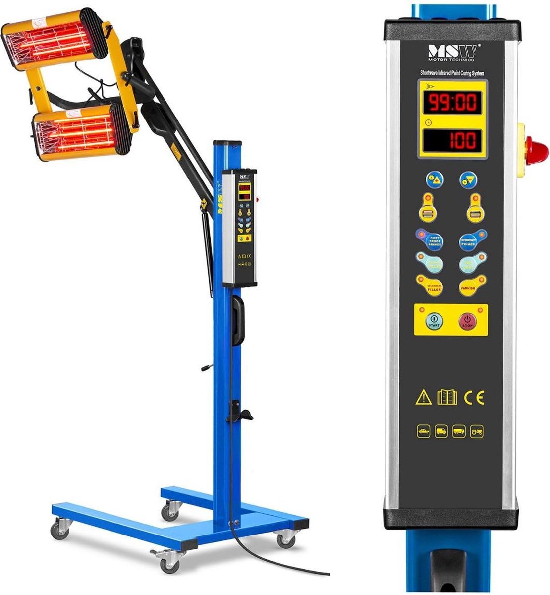 MSW Infrarood lakdroger - 2.200 W - 2 stralers - digitale display