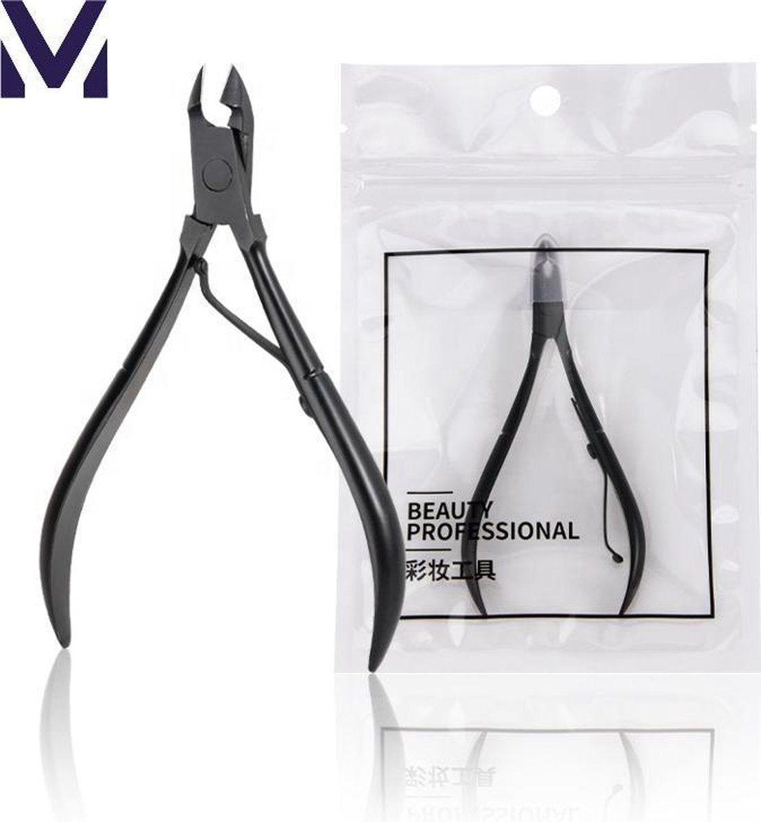 Medies - nageltang| nagelriemknipper voor vinger- en teennagels |nagelriem knipper| nagelriemknipper | nagelriemverzorging | nagelriem duwer | cuticle knipper | cuticle cutter | manicure & pedicure - spitse bek - zwart - stainless steel