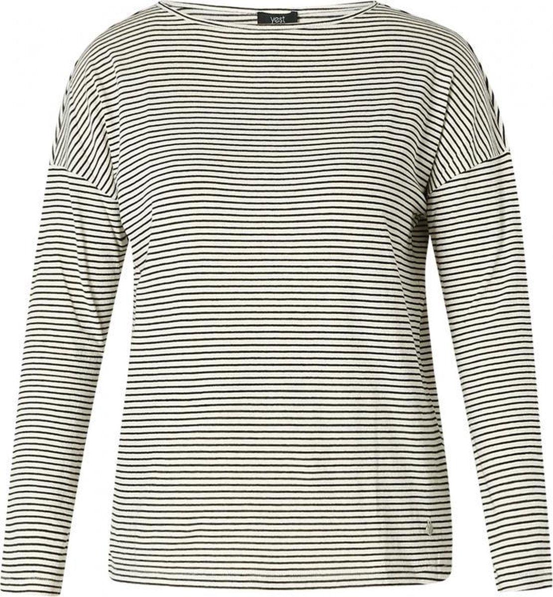 YESTA Henrietta T-shirt - Cream/Black - maat 0(46)