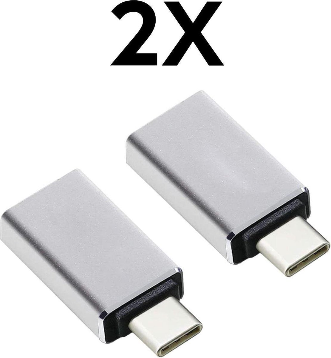 USB-C naar USB 3.0 Adapter - USB-C Hub - USB Stick - Macbook Pro - Macbook Air - Licht Grijs - 2 pack