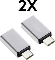 USB-C naar USB 3.0 Adapter - USB-C Hub - USB Stick - Macbook Pro - Macbook Air - Licht Grijs - 2 pack
