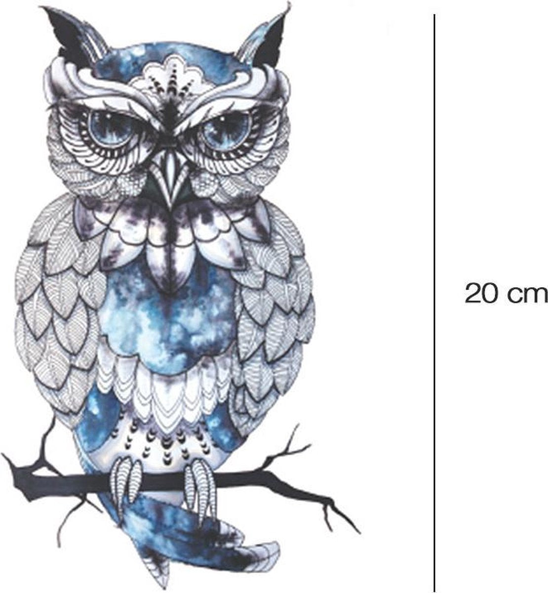 Blauwe Uil Neptattoo
