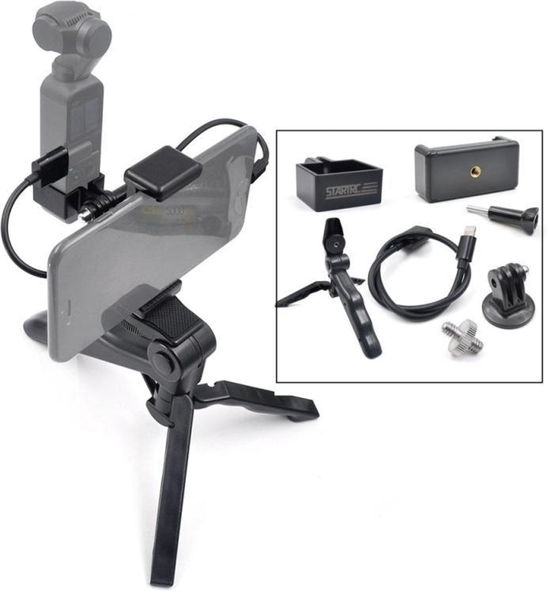 STARTRC ABS Handheld mobiele telefoon Vaste statiefset met 8-pins datakabel voor DJI OSMO Pocket