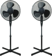 2 STUKS Statiefventilator  Zwart - Ventilator staand - 16 inch/40 cm diameter - in hoogte instelbaar - 50W – 3 standen