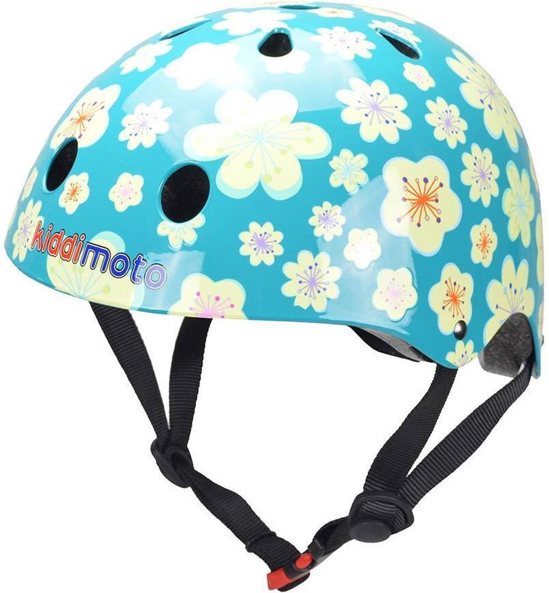 Kiddimoto - Bloemen - Small - Geschikt voor 2-6jarige of hoofdomtrek van 48 tot 52 cm - Skatehelm - Fietshelm - Kinderhelm - Stoere helm - Jongens helm