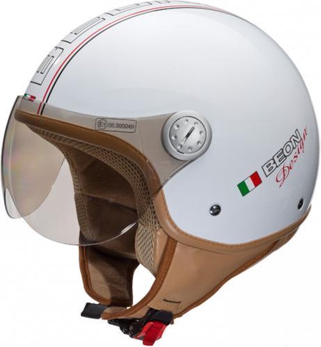 Beon Design Scooterhelm Motorhelm Luxe Glans Wit - Maat XL / 60 cm