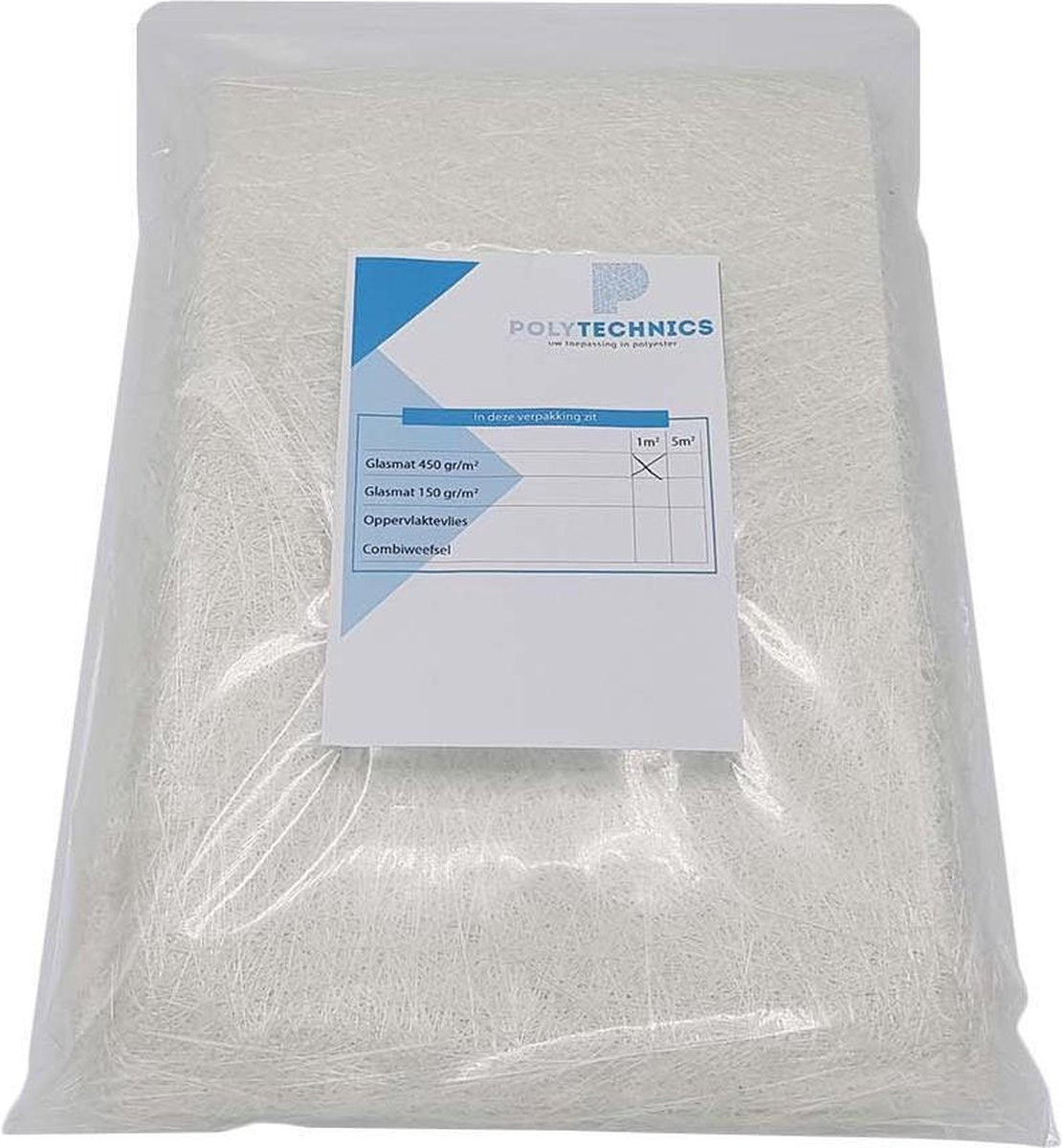 1m2 Polyester Glasmat 450gr/m2 - Glasmat 450gr-m2 - Glasvezel - Glasvezelmat 1m2 - Glass Fiber - Glasmatten