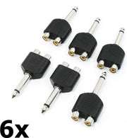 6 Stuks - 6.35mm Mono Male naar 2x RCA Female
