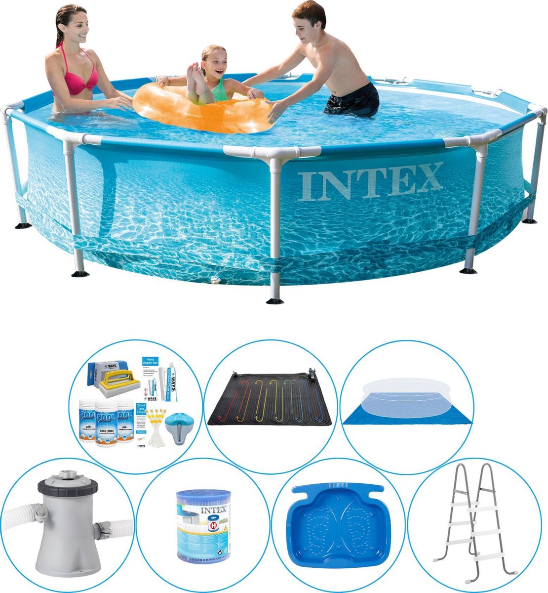 Intex Metal Frame Rond Strandzijde 305x76 cm - 8-delig - Zwembad Super Deal