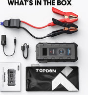 Topdon V2000 Jumpstarter | Accubooster | 10L benzine 8L diesel | wirelesscharger | powerbank | flashlight