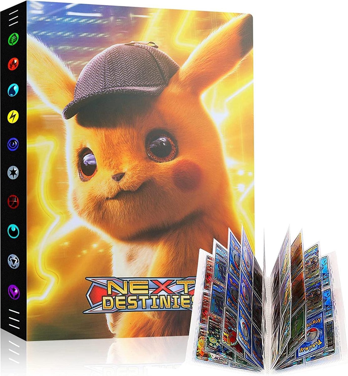 EverToys Verzamelmap - 432x kaarten - 9 pocket - Map voor Kaarten - Pokemon -  A4 - Speelgoed - Binder - Card Sleeves - Verjaardag - Album - Pikachu Detective