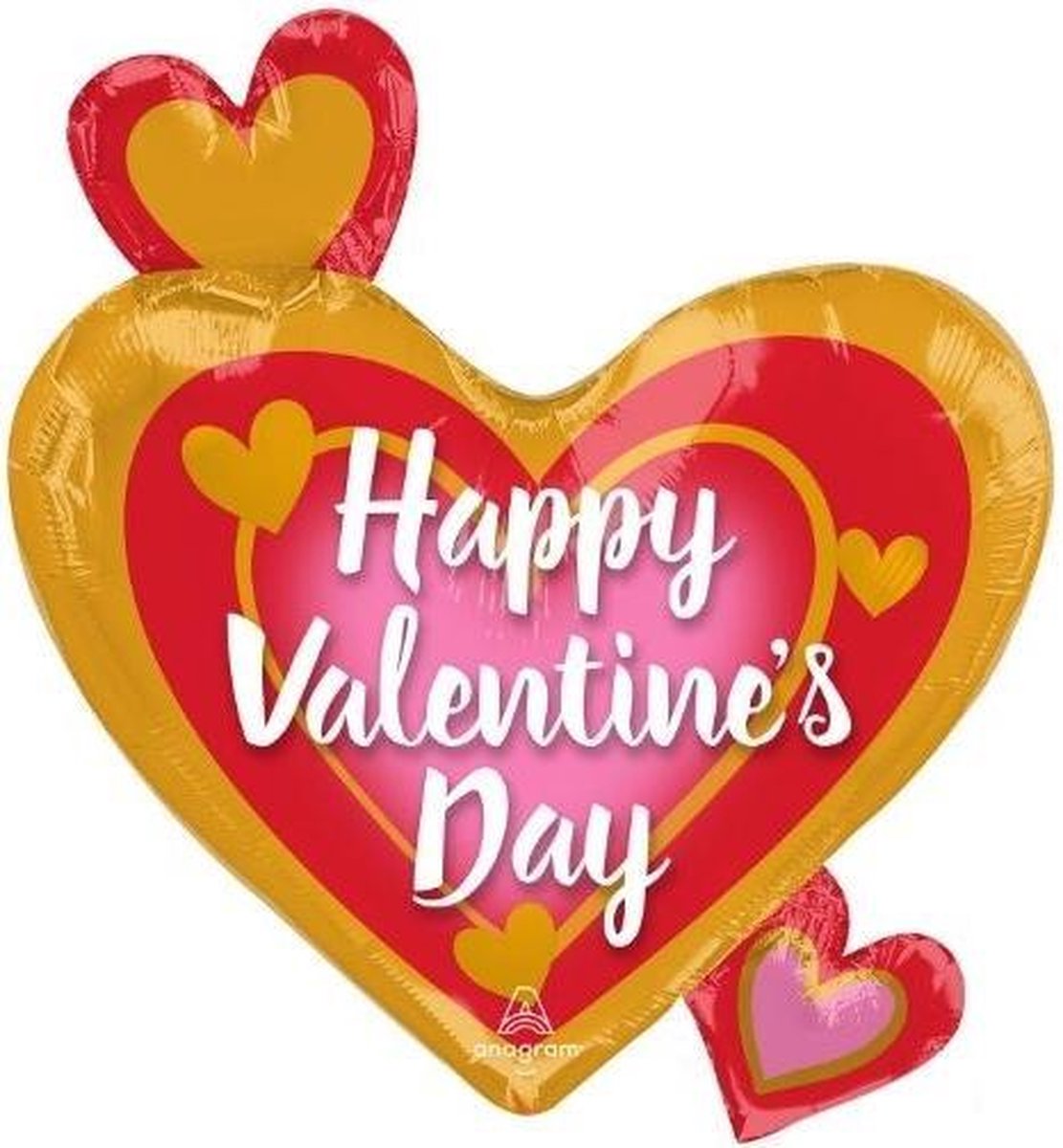 Anagram Folieballon Happy Valentine's Day 50 X 55 Cm Rood/goud