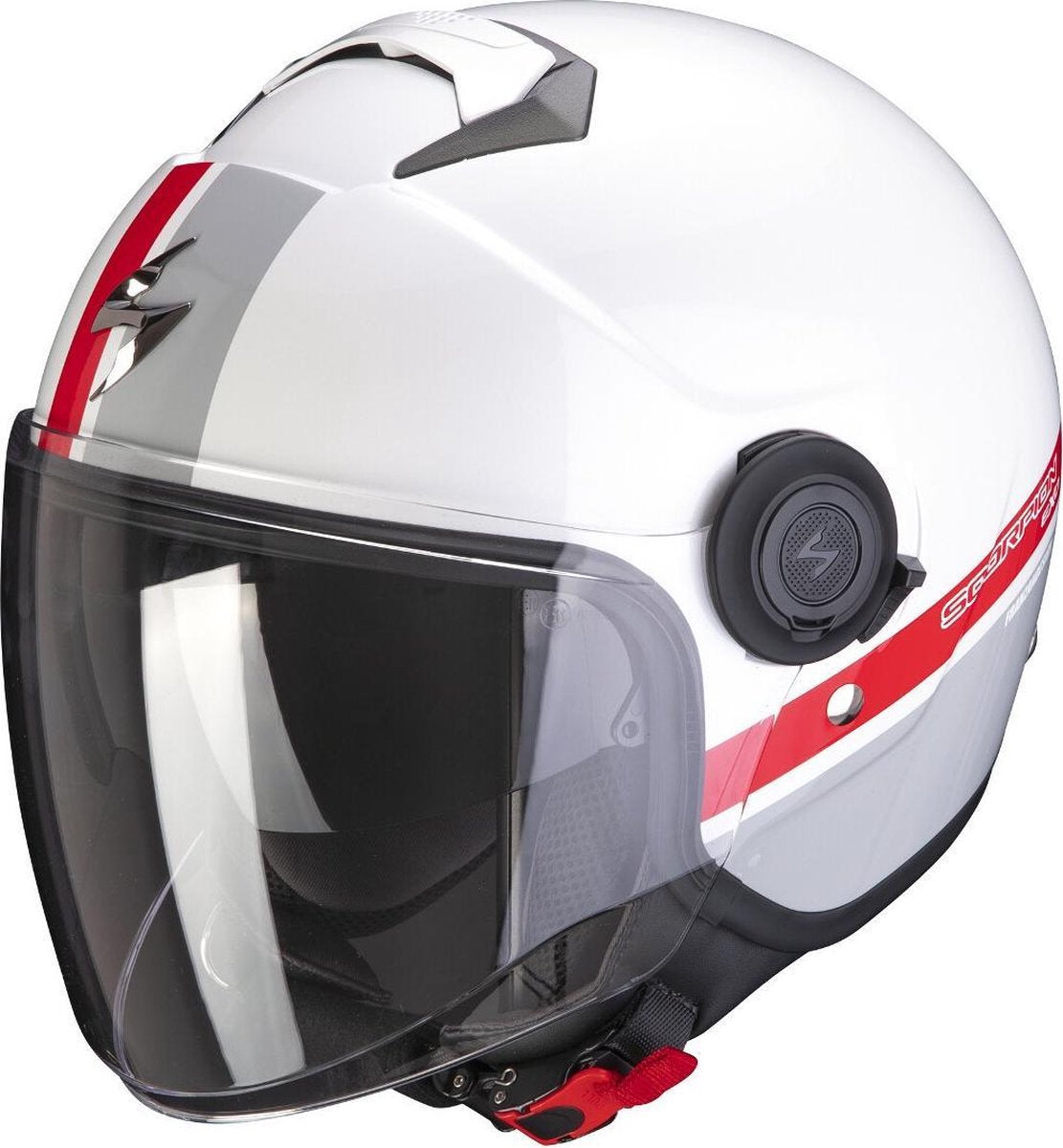 Scorpion EXO-City Strada White Silver Red Jet Helmet M