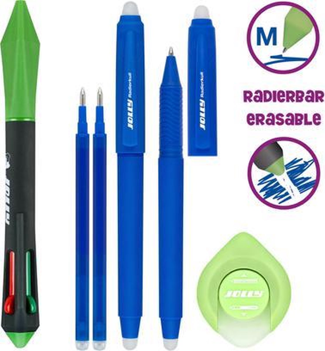 Jolly Uitwisbare 4-kleurige Balpen Set 6-delig
