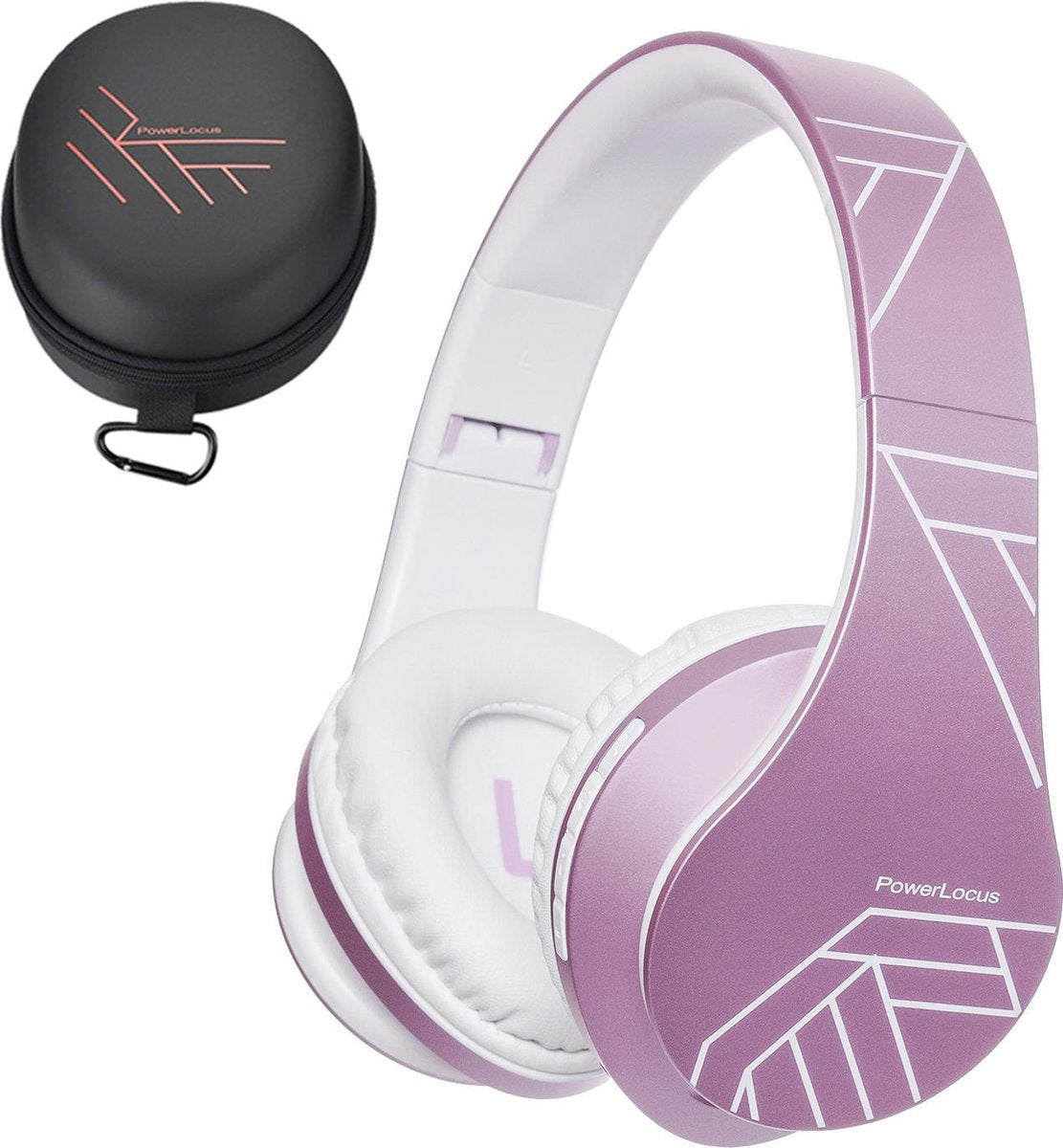 PowerLocus P2 draadloze Over-Ear Koptelefoon Inklapbaar - Bluetooth Hoofdtelefoon - Met microfoon – Wit/Paars